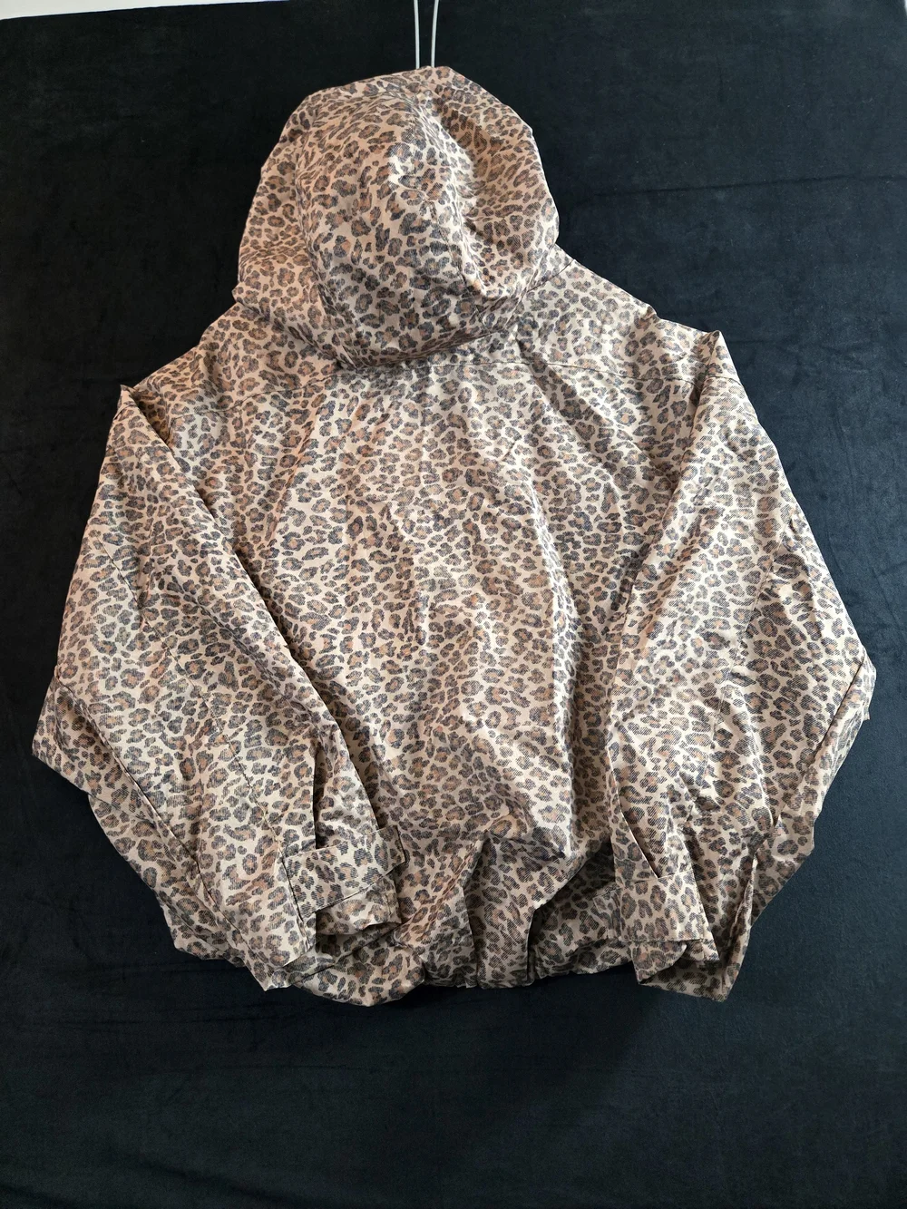 PUFFIT STM-TEX Leopard Print Short Oversized Rain Jacket Medium